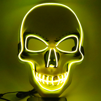 Masque d'Halloween lumineux à LED 7 couleurs de haute qualité en stock pour les fêtes, masque de fête effrayant en gros, masque de crâne squelette fantôme