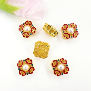 Lisheng Jewelry Cloisonne Enamel Beads With Imitation Pearl <b>Flower</b> Shape Jewelry Accessories For DIY <b>Bracelet</b> Necklace Spacer - Product Image 2