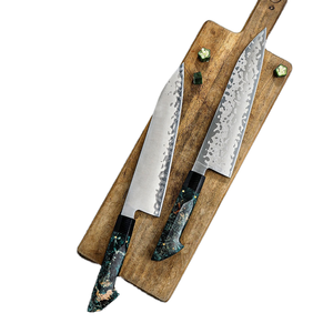 Couteaux de boucher professionnels en acier au carbone avec manche en bois ambré - Product Image 4