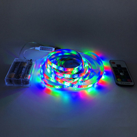 Bandes lumineuses LED alimentées par batterie, indice de protection IP67, contrôlées par télécommande RF 17 touches, 5V SMD2835 RGB, décoration de rétroéclairage intérieur pour téléviseur