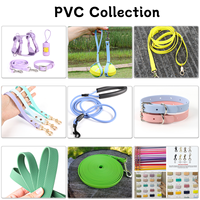 Harnais pour chien en PVC personnalisé en usine avec lettres 3D, laisse pour chien et ensemble de harnais réglable avec collier pour chien personnalisé