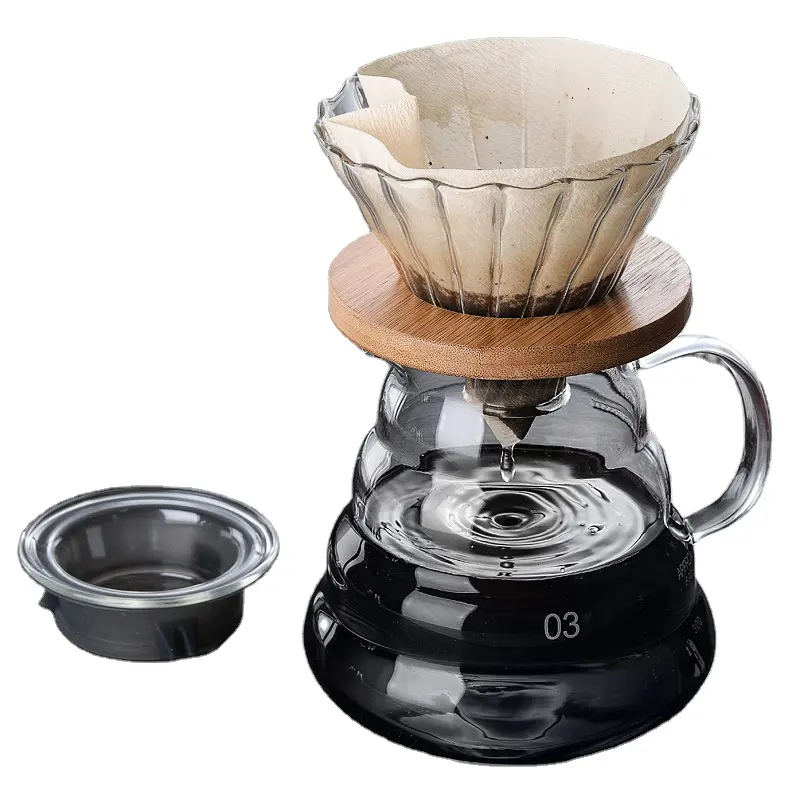 Yeniden kullanılabilir cam kahve demliği/su ısıtıcısı manuel kahve damlatıcı çift katmanlı paslanmaz çelik filtre cam kahve makinesi
