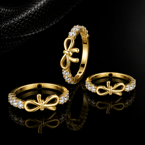 Anillo de Moissanita Chapado en Oro S925 con Lazo y Engaste de Puntas, Banda de Media Eternidad, Joyería Fina y Elegante para Mujer, Ideal para Fiestas - Product Image 4