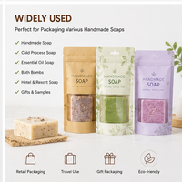 Pochette d'emballage pour savon artisanal réutilisable et autoportante avec fermeture éclair finition mate pour les marques de savon artisanal