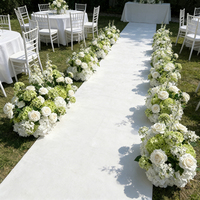 Allée de fleurs artificielles GF481, blanches et vertes, personnalisées, de haute qualité, pour mariage, 70 cm, bouquet de fleurs artificielles pour allée