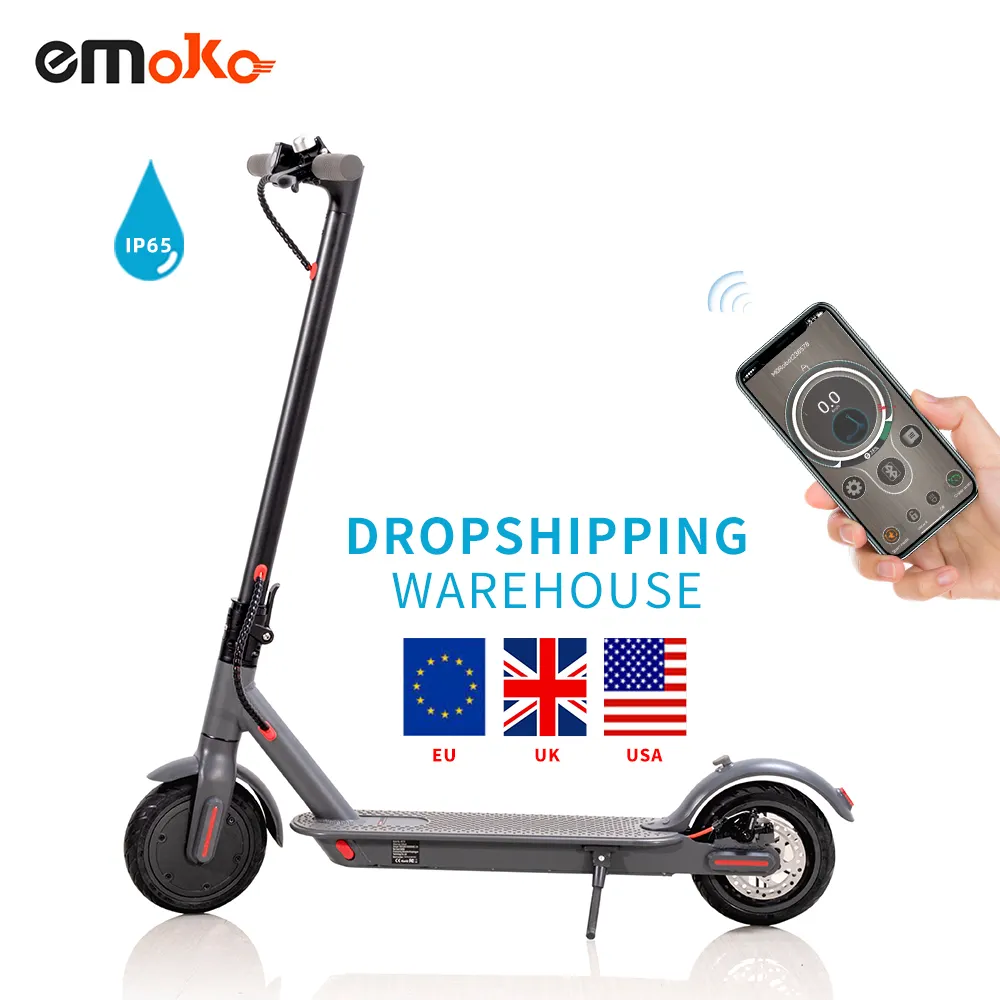 Emoko e scooteradulti a buon mercato europa magazzino HT-T4 8.5 pollici 26-32km pieghevole solido pneumatico APP drop shipping scooter elettrico