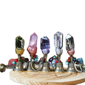Llavero de Cristal Natural en Forma de Campana, Amatista/Cuarzo Rosa/<span class=keywords><strong>Aventurina</strong></span> <span class=keywords><strong>Verde</strong></span>, para Uso Espiritual y Regalo, Venta al Por Mayor - Product Image 5