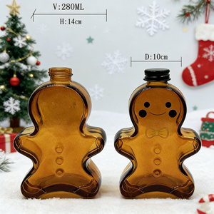 10oz 15oz New Christmas <strong>Glass</strong> <strong>Bottle</strong> with Straw Cute Cartoon Gingerbread Man <strong>Glass</strong> Cup with Cap <strong>Glass</strong> Juice <strong>Bottles</strong> with Lids - Product Image 1