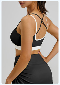 Sujetador Deportivo de Yoga para Mujer con Soporte Alto y Tirantes Cruzados en Contraste - Ropa Deportiva Ecológica de Spandex/Nylon para Gimnasio y Yoga - Product Image 4