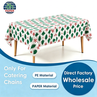 Nappe jetable en papier PE à thème de Noël, prix d'usine, vente en gros pour les chaînes de restauration, imprimé sapin de Noël et flocons de neige