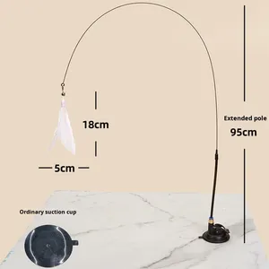 Jouet pour chat en plastique, baguette à chat, divertissement autonome, soulagement de l'ennui, ventouse puissante, pointe difficile, toutes saisons, source - Product Image 6
