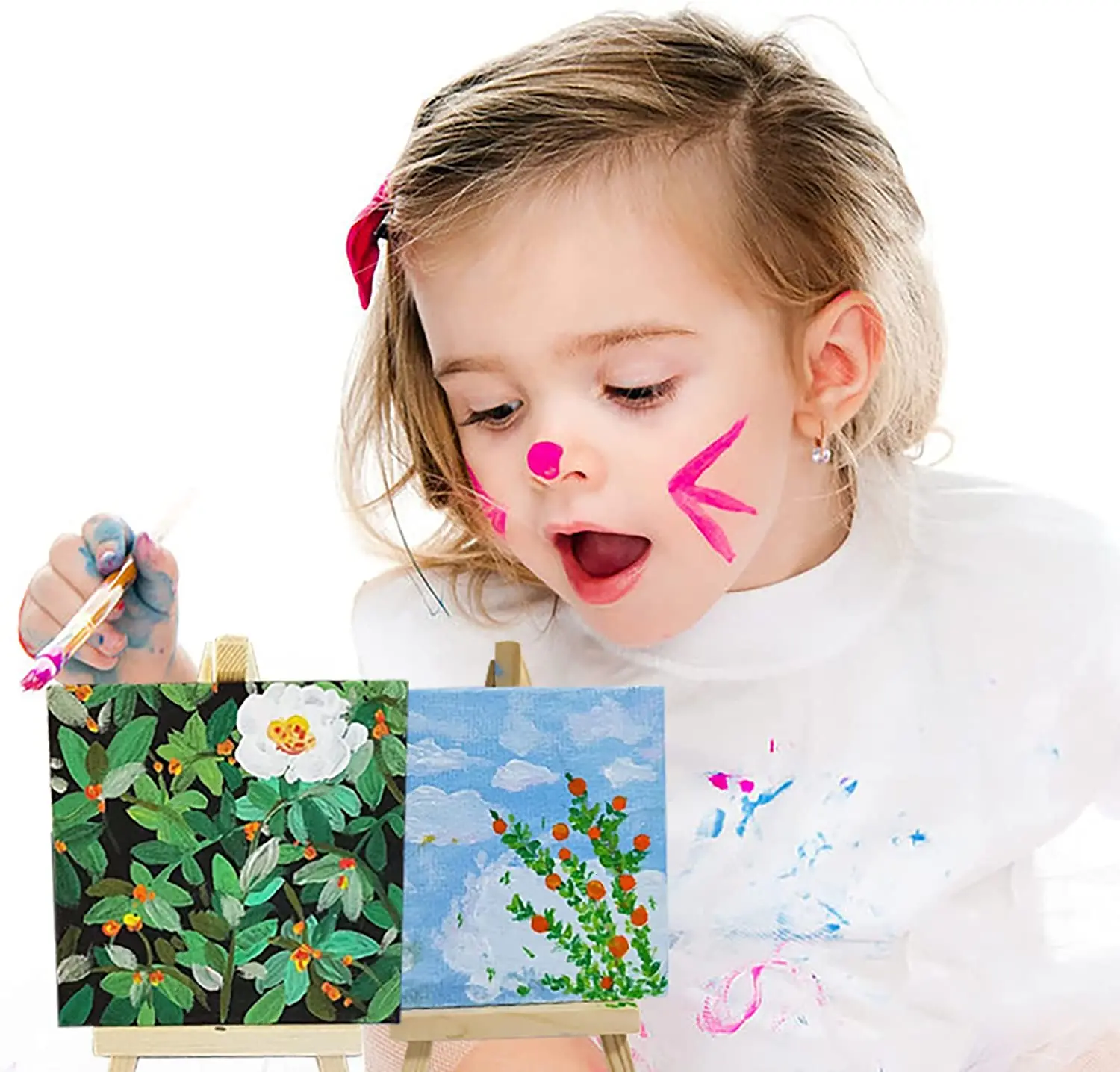 Детский подарок для рисования, нетоксичный Деревянный Мини-набор для рисования на холсте