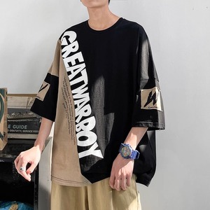 T-shirt da uomo in seta ghiacciata a maniche corte, con stampa di lettere, casual estivo, vestibilità ampia per stile street e da spiaggia - Product Image 3