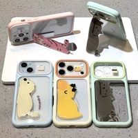 Coque de téléphone antichoc bicolore avec grande fenêtre pour iPhone 18 Pro Max, bordure contrastée et support 3D petit animal