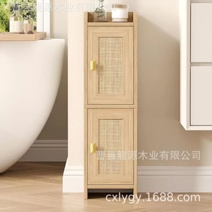 Armoire latérale de salle de bain en bois pour la maison, grande capacité, en bois massif, double porte, étanche et anti-poussière - Product Image 4