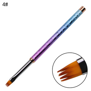 Pinceau à ongles en nylon à poils plats, manche métallique dégradé, forme spéciale pour la peinture de fleurs en forme de pétale, outil de manucure en gel pour salon - Product Image 5