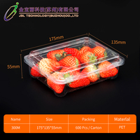 500g de qualité alimentaire personnalisé en plastique PET clair fruits boîte à clapet emballage fraise Punnet pour supermarché