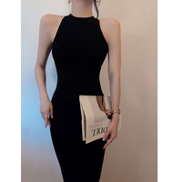 Nouvelle Robe Longue Décontractée d'Été Unie Sexy Sans Manches à Bretelles pour Femme