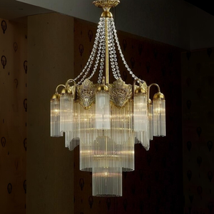 <span class=keywords><strong>Grand</strong></span> lustre de luxe en laiton et verre pour villa et hôtel, élégant et vintage pour grands espaces, lustres &amp;   Lampes suspendues - Product Image 2