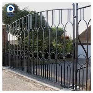 Puerta Doble de Hierro Forjado con Arco Tallado Estilo Europeo <span class=keywords><strong>Prima</strong></span>, Puerta de Villa de Lujo con Vidrio Negro Vintage - Product Image 2