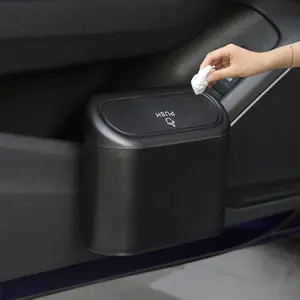 Auto Interior Accessories Hanging Car Trash Can Vehicle Garbage Dust Case Storage Box Square Pressing Trash Bin