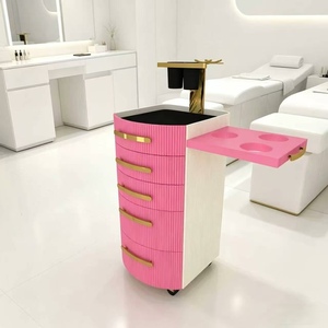 Meubles de salon de coiffure modernes de luxe en bois, matériau MDF, chariot de travail mobile, durable, facile à déplacer, chariot de salon - Product Image 1