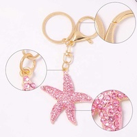 Porte-clés en cuir avec étoile de mer en cristal, cadeau pour la fête des enseignants, accessoire DIY en strass, Paperrecorder