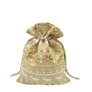 Bolsa de Regalo con Cordón de Tela Elegante para Navidad, Personalizada con Impresión, Empaque de Regalo de Alta Calidad - Product Image 1