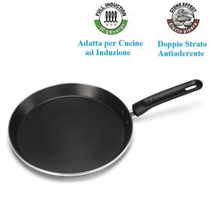 Poêle à crêpes antiadhésive en acier émaillé 26 cm, revêtement double couche, poignée ergonomique - Product Image 4