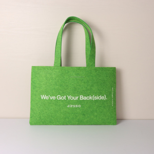 Sac fourre-tout unisexe en feutre PET personnalisé, grande capacité, vert, pour courses, avec logo imprimé en soie, OEM - Product Image 2