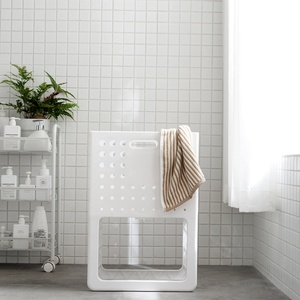 Creative Collapsible Laundry <b>Basket</b> Wall Hanging White and Grey Laundry <b>Hamper</b> Bathroom Storage Bin Bathroom - Product Image 3
