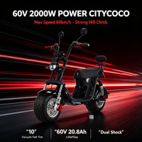 Vente en gros de trottinettes électriques 2000W 60V avec batterie LFP, vitesse maximale de 60 km/h, pneus larges, chargeur inclus, certifiées CE UL SAA, pour la mobilité des adultes