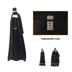 Bolsa de mensajero de cuero Vegano para hombre con logotipo personalizado de fábrica, maletín negro para oficina de negocios, abogado, estudiante, maletín con cerradura para ordenador portátil - Product Image 3