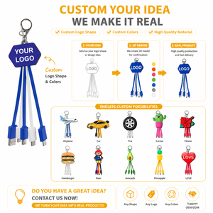 Cavo di Ricarica 3 in 1 Personalizzato per Souvenir di Viaggio, Cavo USB 4 in 1 con Logo Personalizzato, Portachiavi alla Moda con Cavo di Ricarica USB Tipo <span class=keywords><strong>C</strong></span> - Product Image 2