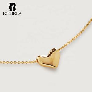 Venta al por mayor de moda coreana única de plata 925 cadenas personalizadas 18K chapado en oro joyería fina corazón cadena colgante collares para mujeres - Product Image 3