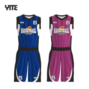 Yite Volledige Sublimatie Omkeerbaar Basketbal Jersey College Basketbal Jersey Custom