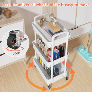 Chariot de Rangement Multifonctionnel à 3 Niveaux en Plastique PP pour Chambre à Coucher, Étagères Roulantes Utilitaires, Chariot à Main, Étagère de Cuisine - Product Image 5