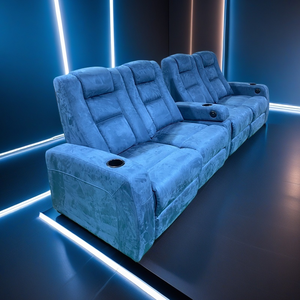 Pareja Media Room Suede Fabric Loveseat Asientos 4 plazas Muebles de teatro Hogar Villa VIP Cine Película Sofá Reclinable eléctrico - Product Image 4