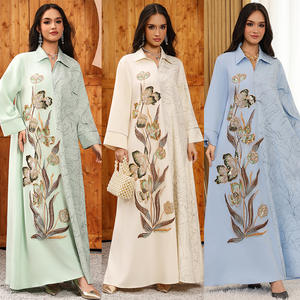 斋月新款网纱刺绣连衣裙穆斯林奢华时尚长袍民族服装长款中东阿拉伯女装 - Product Image 4