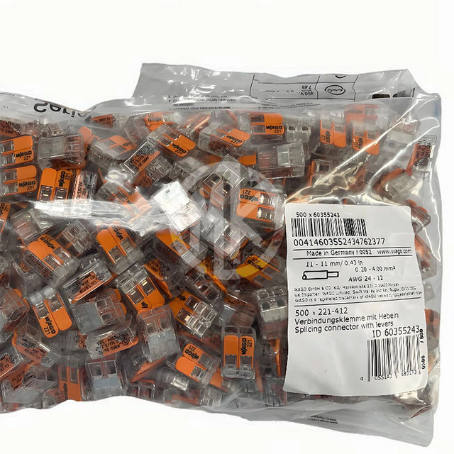 Essential Electronic Components Set of 2 Pin 221-412 Electrical Wire Socket Terminals Blocks Wire to Wire Connectors