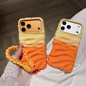 Coque de téléphone 3D à texture froissée contrastée pour iPhone 16 Pro Max / 17 / 15 / 14, Housse de protection antichoc de luxe - Product Image 1