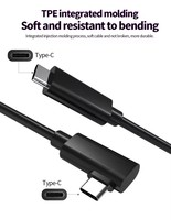 Kabel Data pengisian daya USB 3.0 Tipe C ke C, Transfer Data sudut kanan 90 derajat, kabel Tautan VR untuk bermain game untuk Quest 3S/3