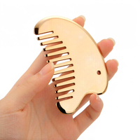 Peigne Gua Sha en laiton massif pour le massage du cuir chevelu, soulagement du stress et thérapie d'acupuncture crânienne, pour massage corporel, antistatique et démêlant