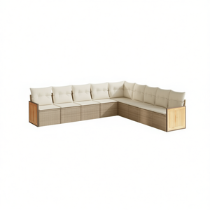 Ensemble de canapés de jardin modulaires en rotin beige, meubles d'extérieur confortables, design contemporain, coussin en mousse haute densité - Product Image 1