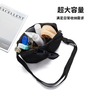 Casual Crossbody <b>Bag</b> Large Capacity Horizontal Square Zipper Closure Portable Everyday Use White And Black Single Strap - Product Image 5
