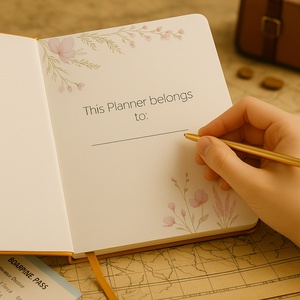 Cuaderno de Viaje Vintage con Diseño de Globo Aerostático y Brújula, en Cuero PU Marrón con Grabado en Relieve, 160GSM, con Banda Elástica - Product Image 3