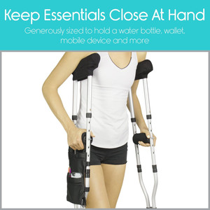 Sac de rangement pour cannes, pochette suspendue portable 25x15 pour béquilles avec poches pour téléphone et stylo - Product Image 2