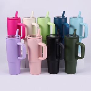 Custom logo 40oz 30oz 20oz Sports Vacuum Cup Stainless Steel Travel <b>Coffee</b> Mug Insulated Tumbler with Handle and Flip Straw Lid - Product Image 5