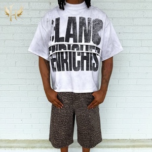 Custom <strong>Graphic</strong> White Dirty Washing Tee Shirts for Men <strong>Designer</strong> Tee Shirts Streetwear <strong>Printed</strong> Boxy T-shirt Triple Layer Tshirt - Product Image 4