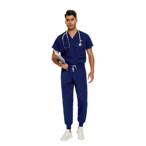 Ensembles d'uniformes médicaux unisexes haut de gamme, blouses d'infirmière à col en V, pantalons de jogging, vente en gros, tissu extensible de haute qualité, vêtements médicaux - Product Image 4